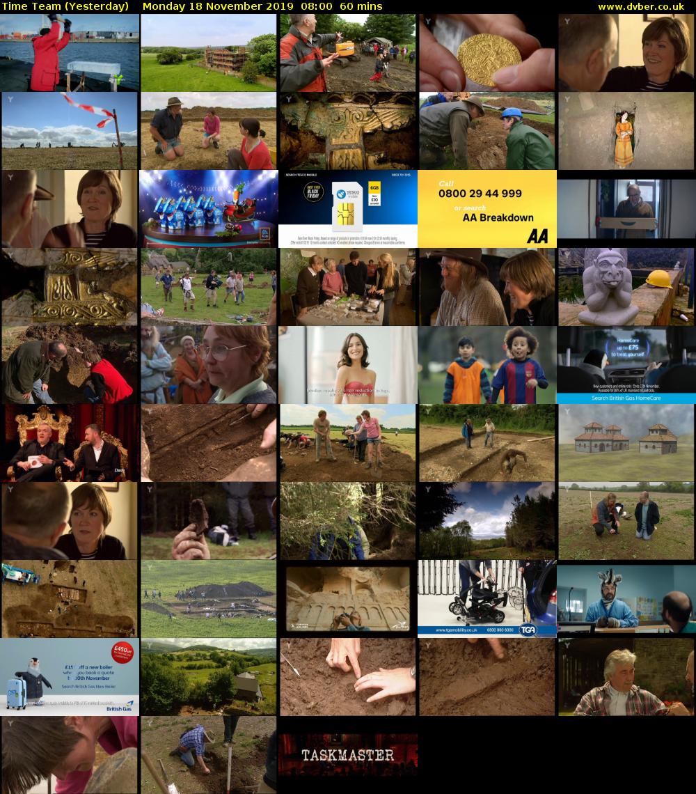 Time Team (Yesterday) Monday 18 November 2019 08:00 - 09:00