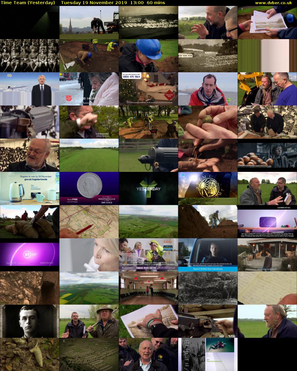 Time Team (Yesterday) Tuesday 19 November 2019 13:00 - 14:00