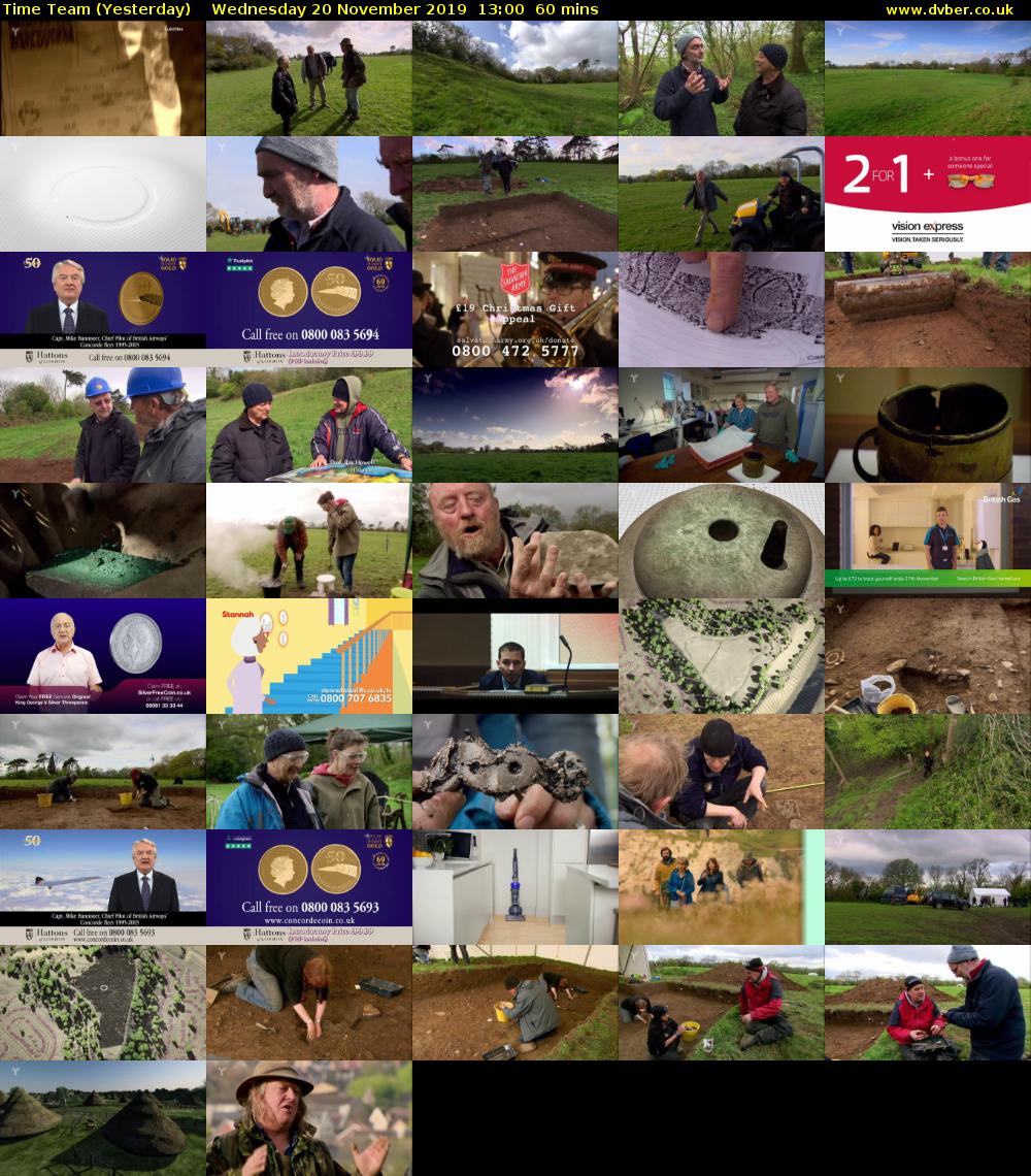 Time Team (Yesterday) Wednesday 20 November 2019 13:00 - 14:00