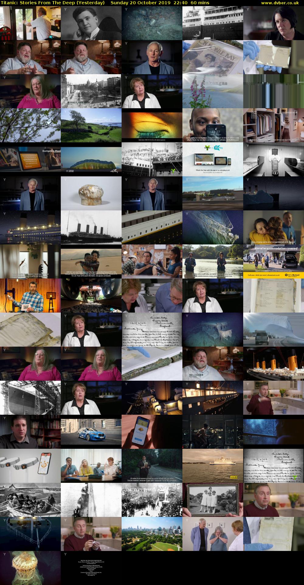 Titanic: Stories From The Deep (Yesterday) Sunday 20 October 2019 22:40 - 23:40