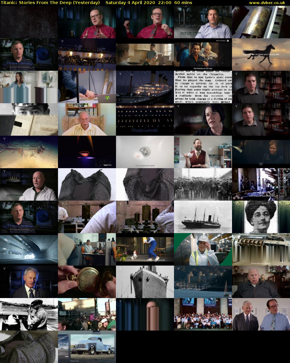 Titanic: Stories From The Deep (Yesterday) Saturday 4 April 2020 22:00 - 23:00