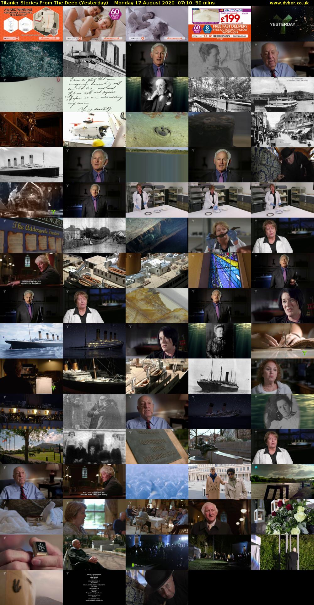 Titanic: Stories From The Deep (Yesterday) Monday 17 August 2020 07:10 - 08:00