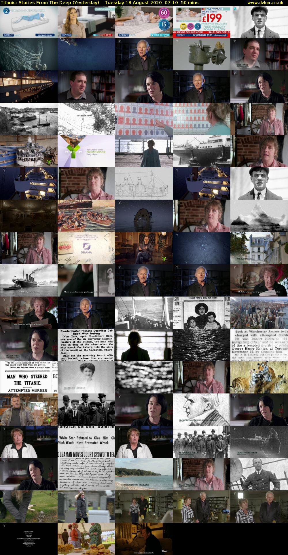Titanic: Stories From The Deep (Yesterday) Tuesday 18 August 2020 07:10 - 08:00