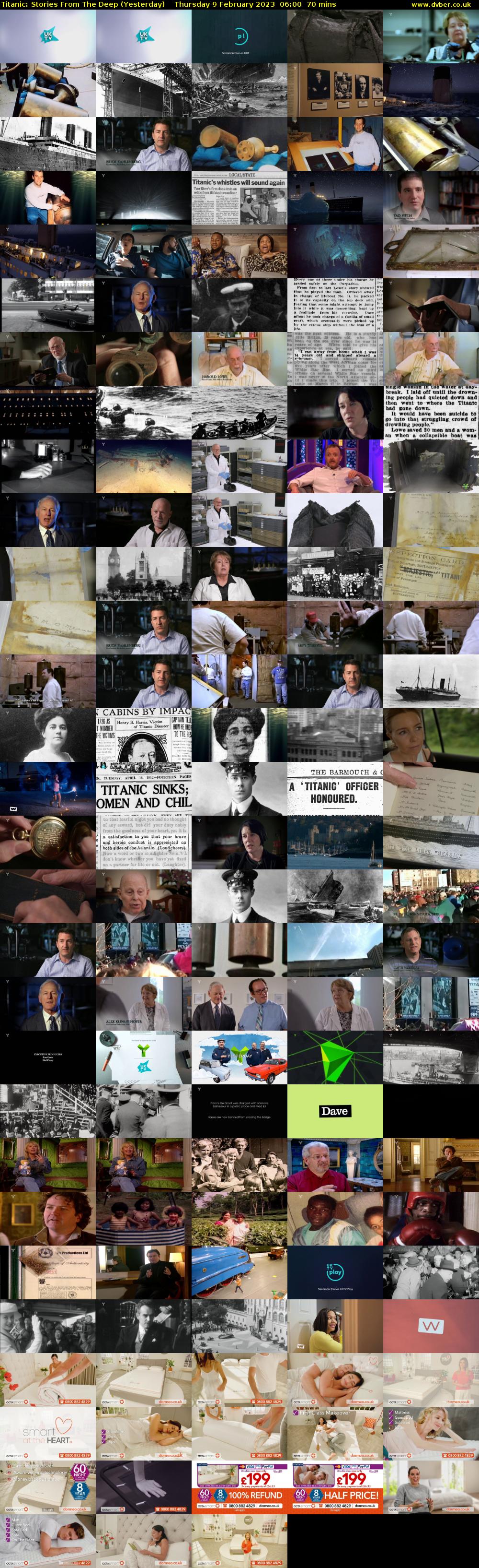 Titanic: Stories From The Deep (Yesterday) Thursday 9 February 2023 06:00 - 07:10