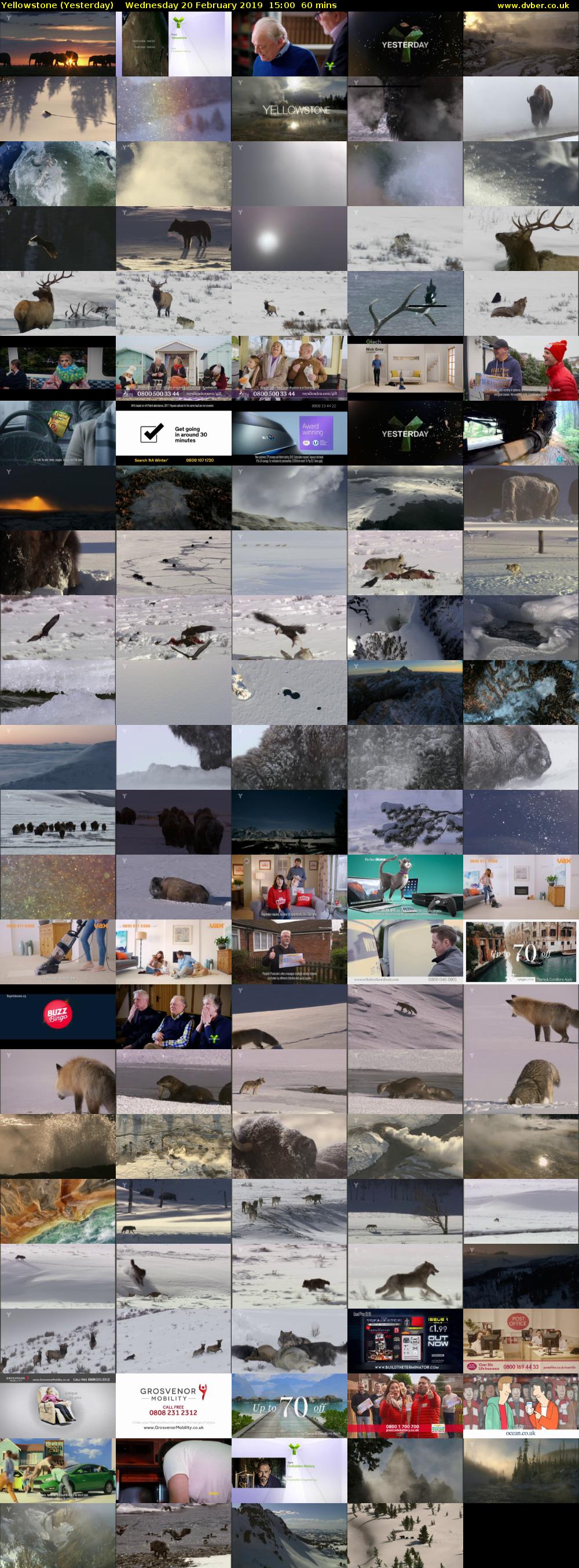 Yellowstone (Yesterday) Wednesday 20 February 2019 15:00 - 16:00