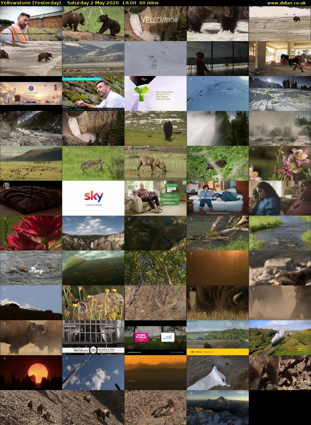 Yellowstone (Yesterday) Saturday 2 May 2020 14:00 - 15:00