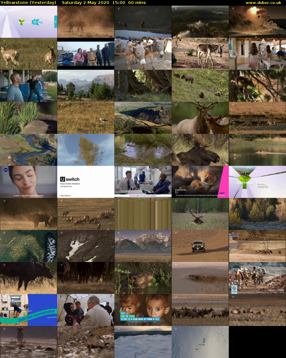 Yellowstone (Yesterday) Saturday 2 May 2020 15:00 - 16:00