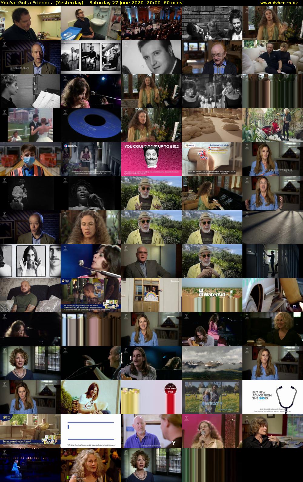 You've Got a Friend:... (Yesterday) Saturday 27 June 2020 20:00 - 21:00
