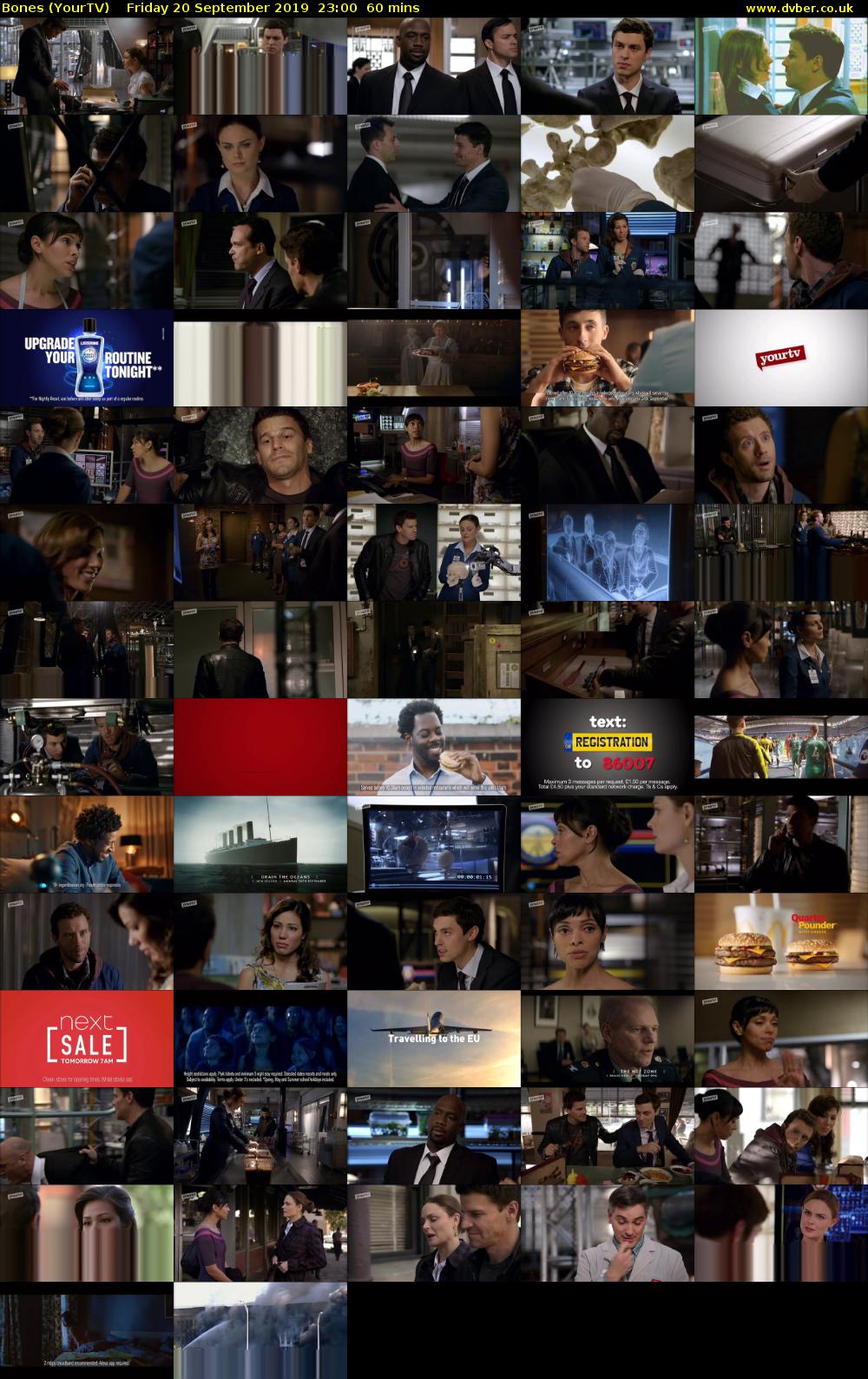 Bones (YourTV) Friday 20 September 2019 23:00 - 00:00