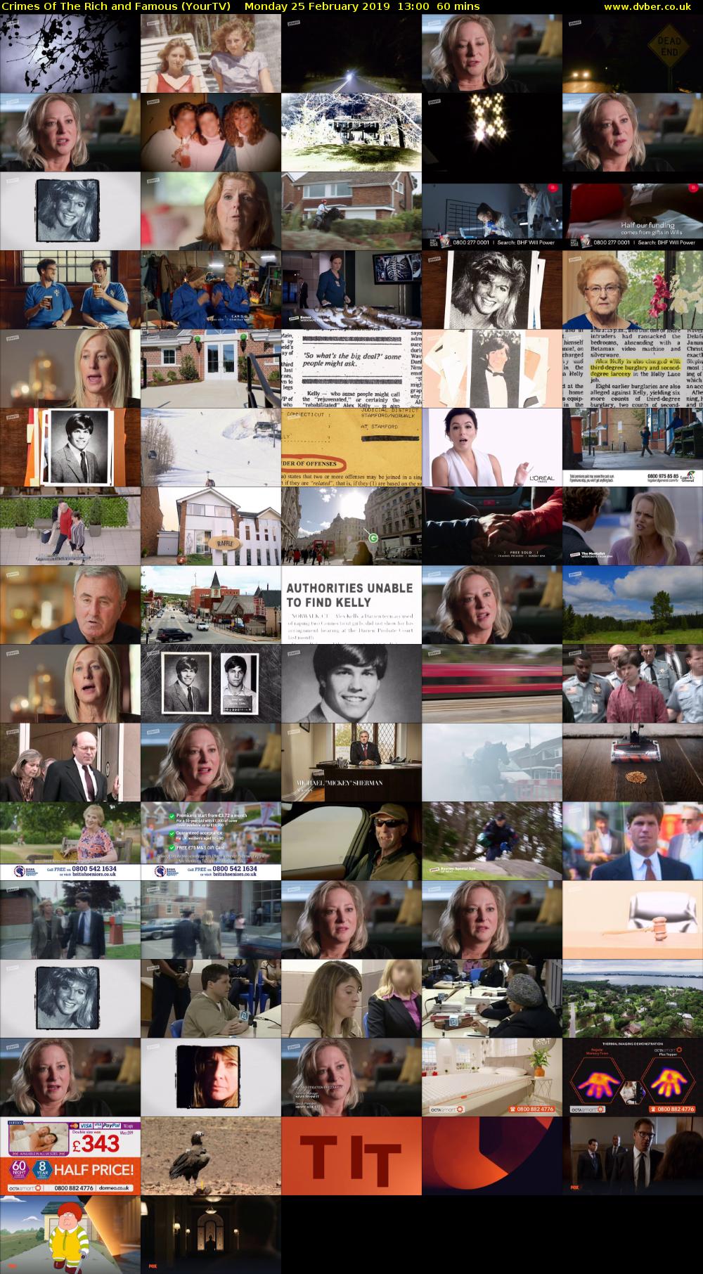 Crimes of the Rich and Famous (YourTV) Monday 25 February 2019 13:00 - 14:00