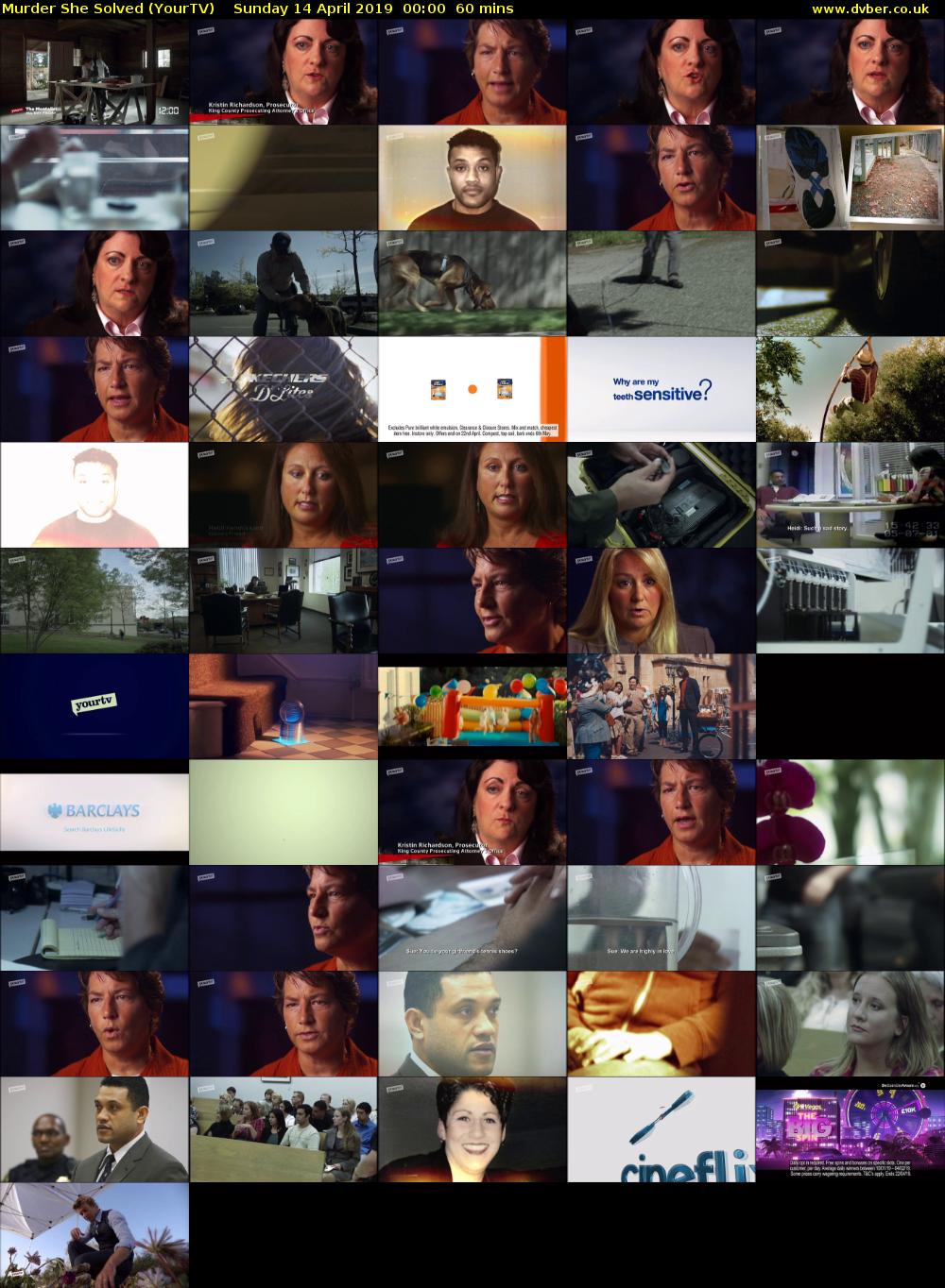 Murder She Solved (YourTV) Sunday 14 April 2019 00:00 - 01:00
