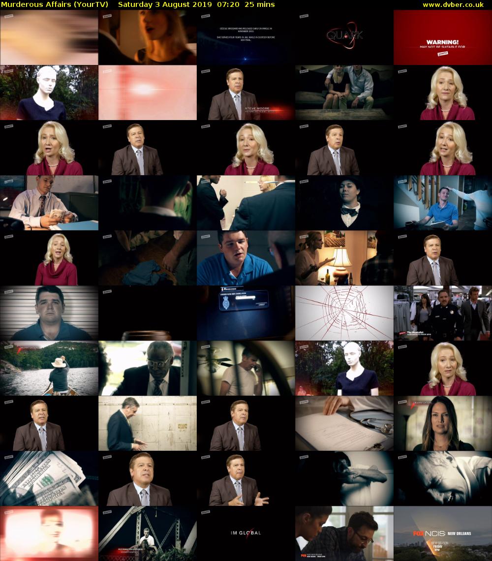 Murderous Affairs (YourTV) Saturday 3 August 2019 07:20 - 07:45