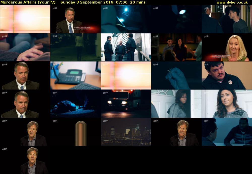 Murderous Affairs (YourTV) Sunday 8 September 2019 07:00 - 07:20