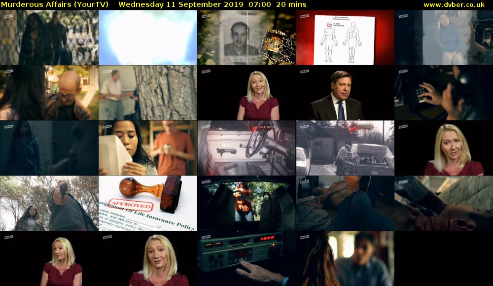 Murderous Affairs (YourTV) Wednesday 11 September 2019 07:00 - 07:20
