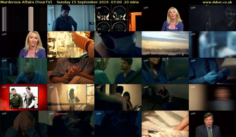 Murderous Affairs (YourTV) Sunday 15 September 2019 07:00 - 07:20