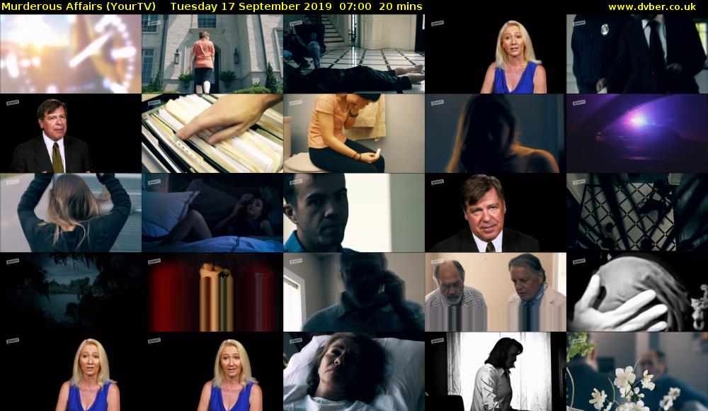 Murderous Affairs (YourTV) Tuesday 17 September 2019 07:00 - 07:20