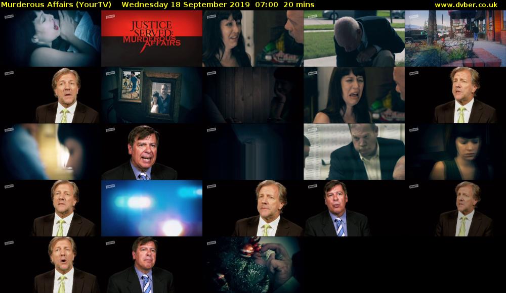 Murderous Affairs (YourTV) Wednesday 18 September 2019 07:00 - 07:20