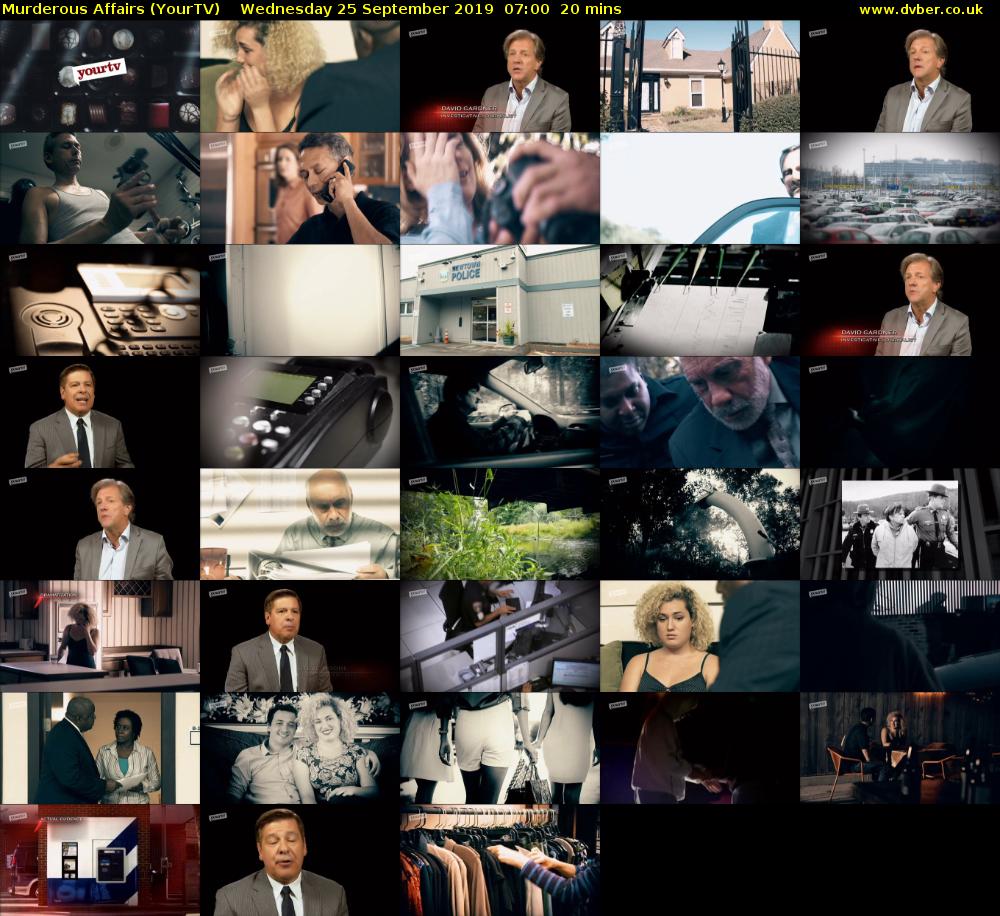 Murderous Affairs (YourTV) Wednesday 25 September 2019 07:00 - 07:20