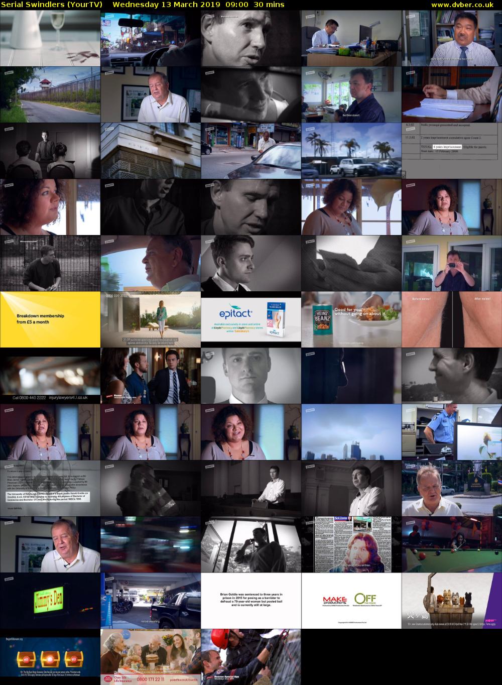 Serial Swindlers (YourTV) Wednesday 13 March 2019 09:00 - 09:30