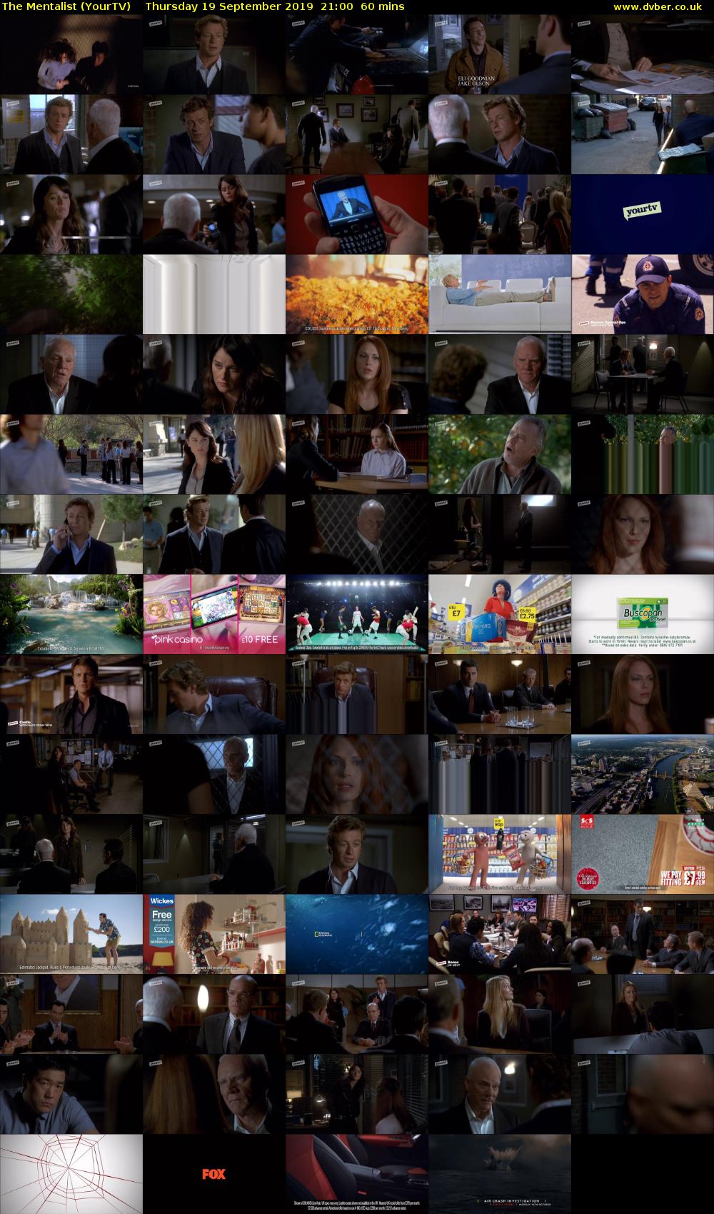 The Mentalist (YourTV) Thursday 19 September 2019 21:00 - 22:00