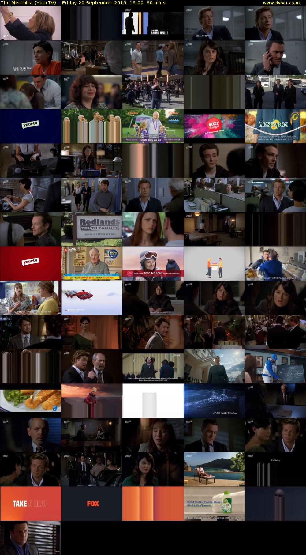 The Mentalist (YourTV) Friday 20 September 2019 16:00 - 17:00