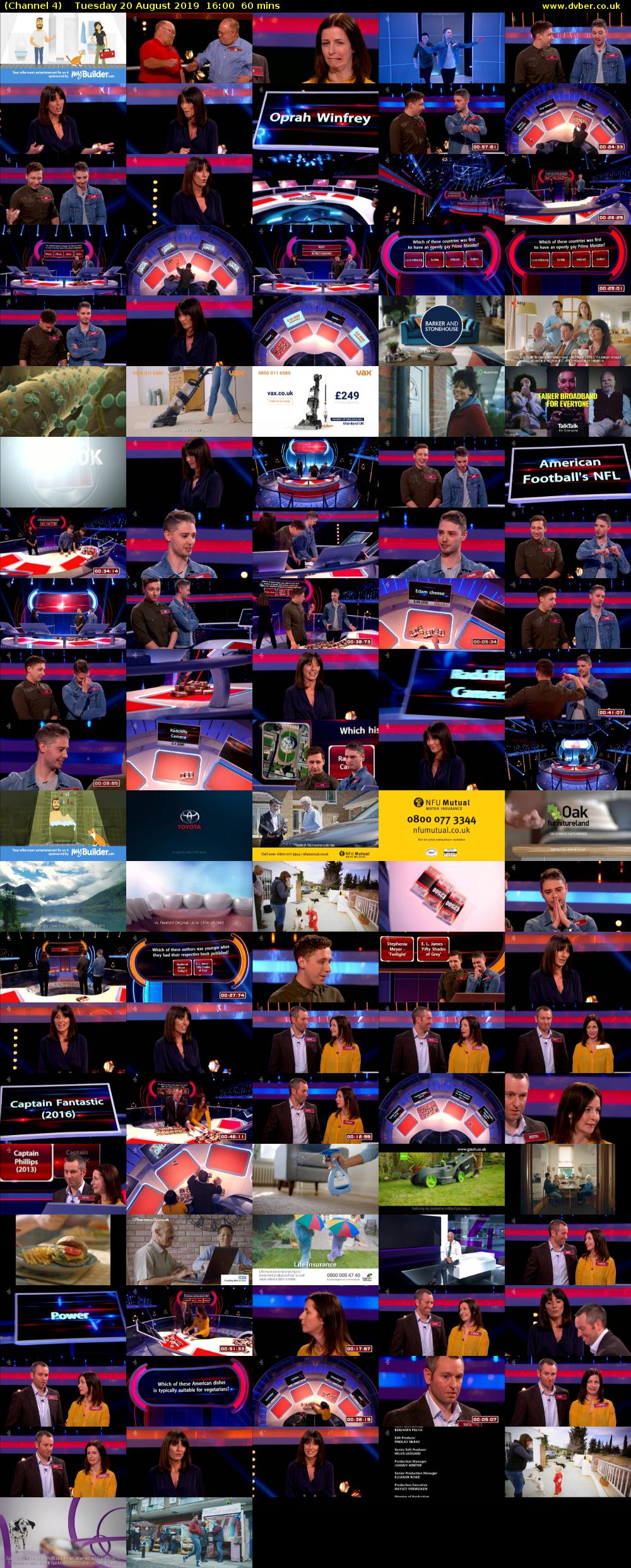 Channel 4 (Channel 4) Tuesday 20 August 2019 16:00 - 17:00