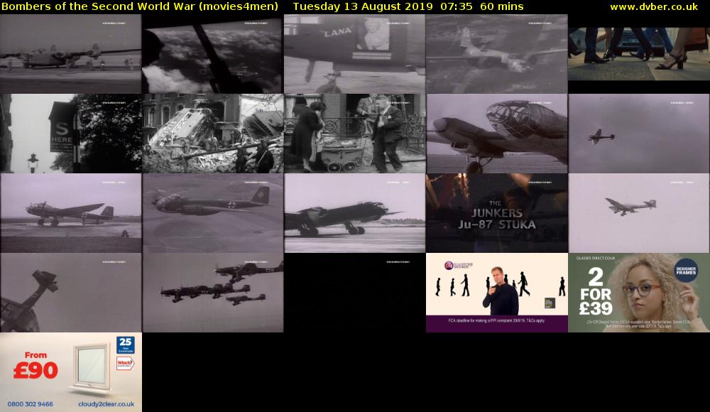 Bombers of the Second World War (movies4men) Tuesday 13 August 2019 07:35 - 08:35