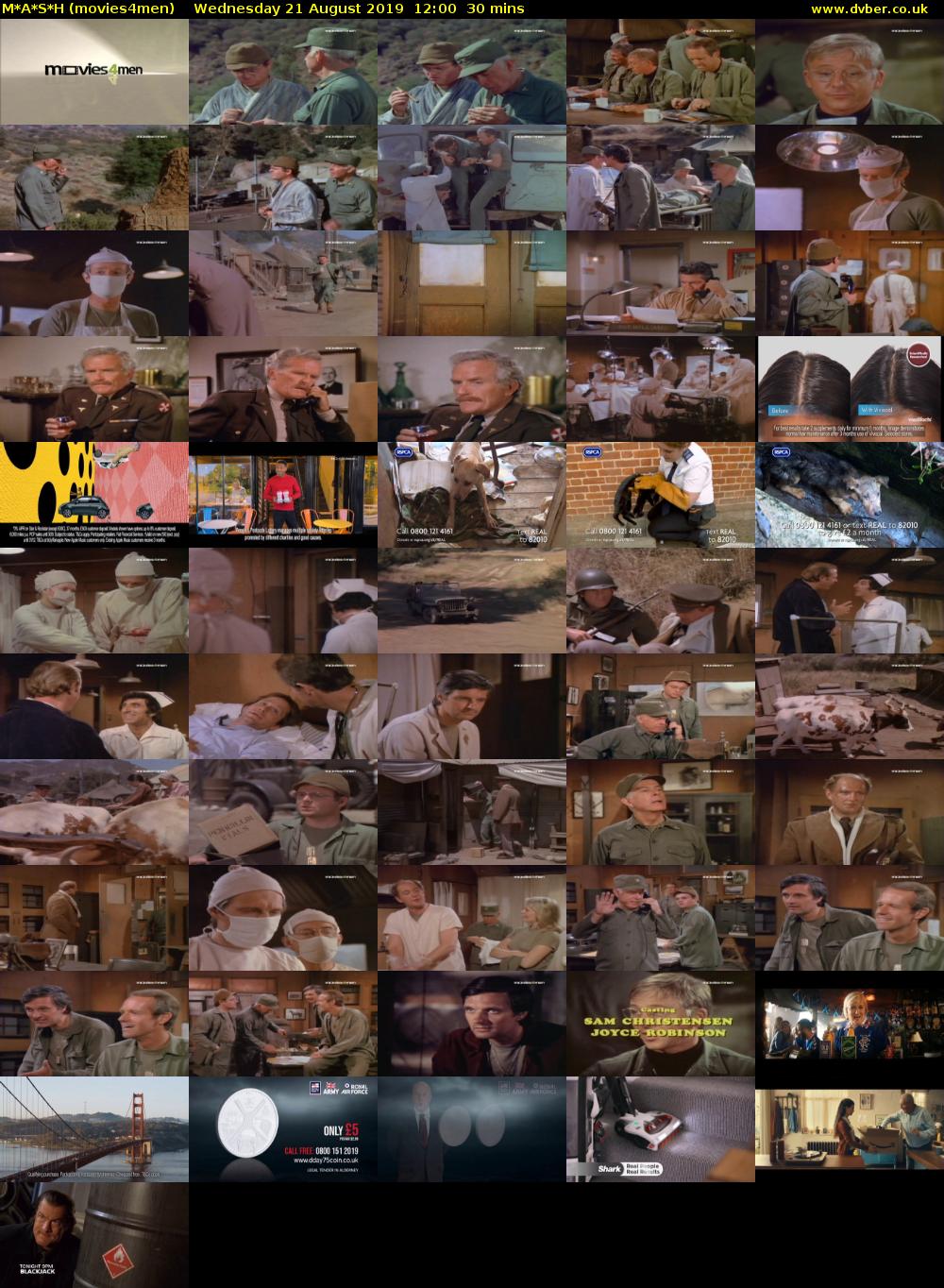 M*A*S*H (movies4men) Wednesday 21 August 2019 12:00 - 12:30