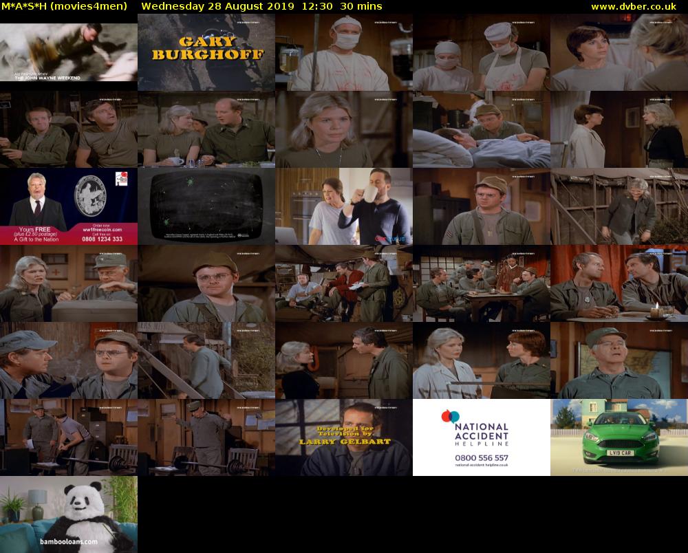 M*A*S*H (movies4men) Wednesday 28 August 2019 12:30 - 13:00
