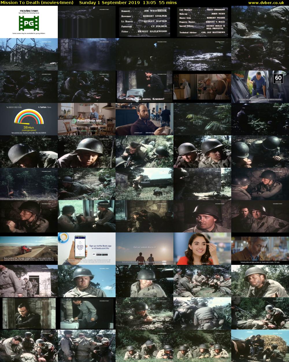 Mission To Death (movies4men) Sunday 1 September 2019 13:05 - 14:00