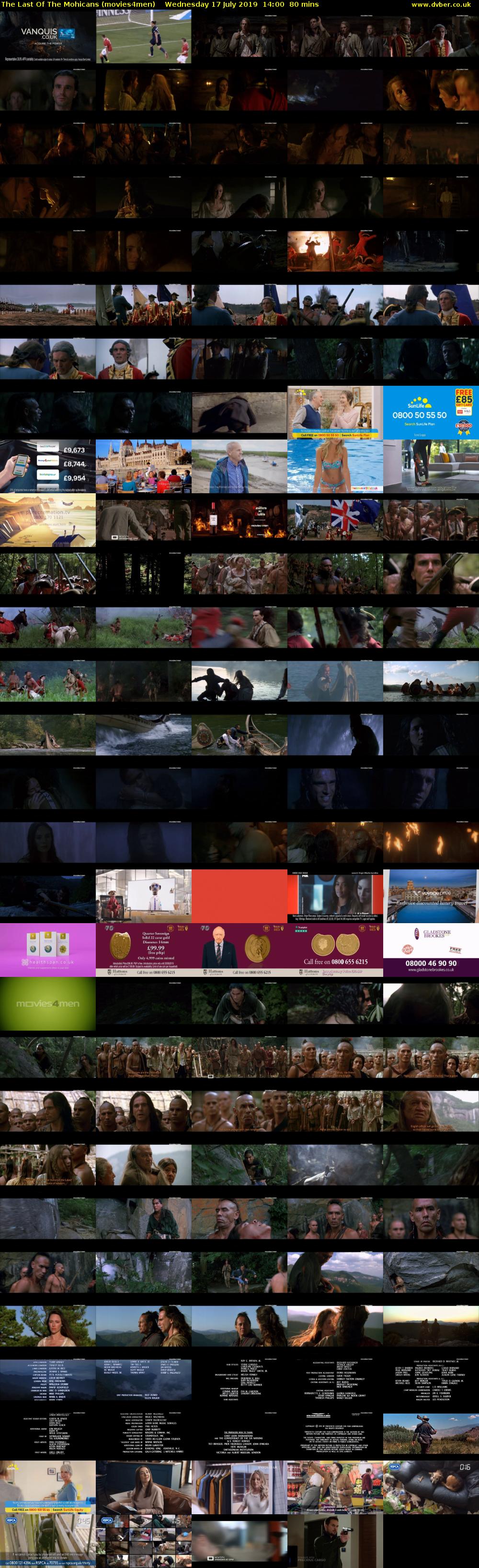 The Last Of The Mohicans (movies4men) Wednesday 17 July 2019 14:00 - 15:20
