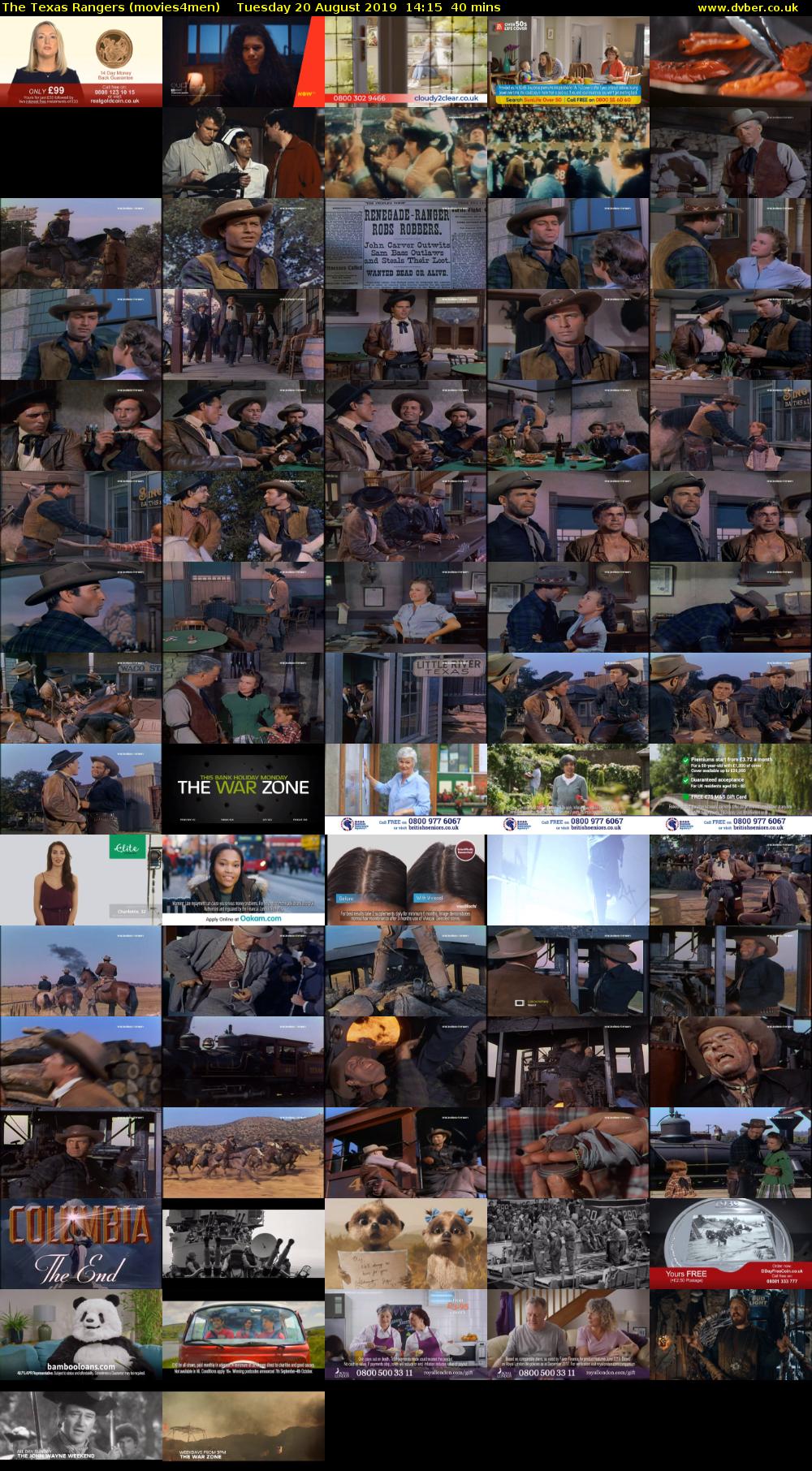 The Texas Rangers (movies4men) Tuesday 20 August 2019 14:15 - 14:55