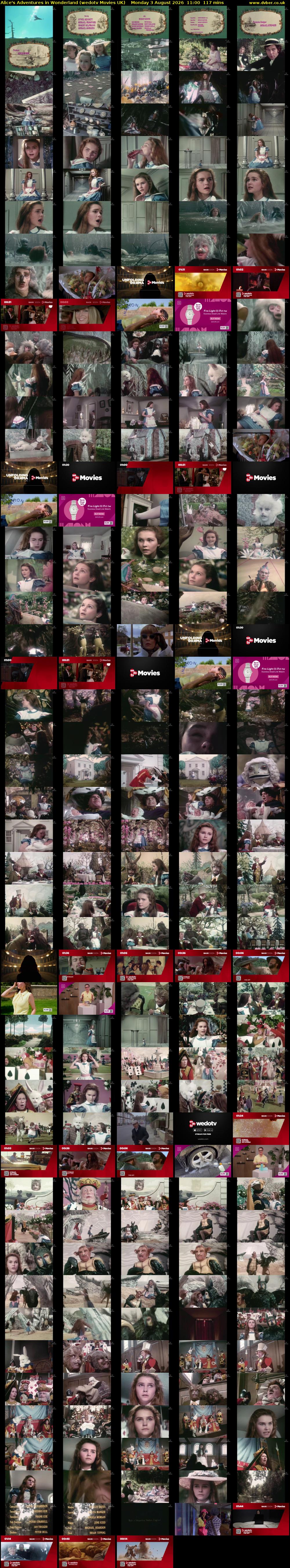 Alice's Adventures in Wonderland (wedotv Movies UK) Monday 3 August 2026 11:00 - 12:57
