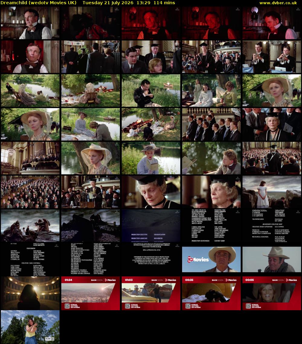 Dreamchild (wedotv Movies UK) Tuesday 21 July 2026 13:29 - 15:23