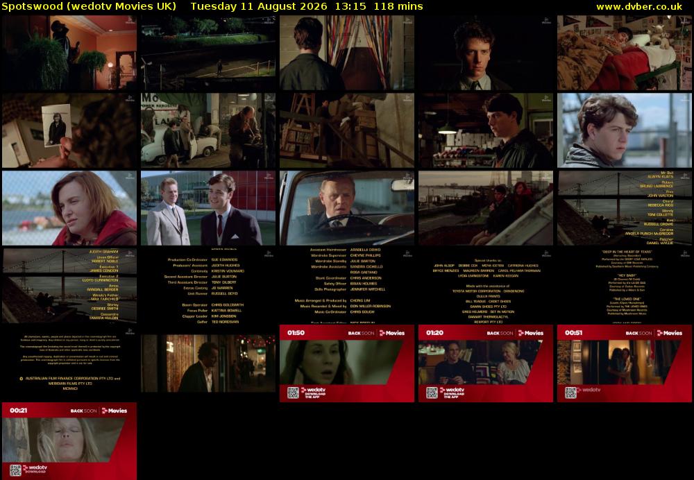 Spotswood (wedotv Movies UK) Tuesday 11 August 2026 13:15 - 15:13