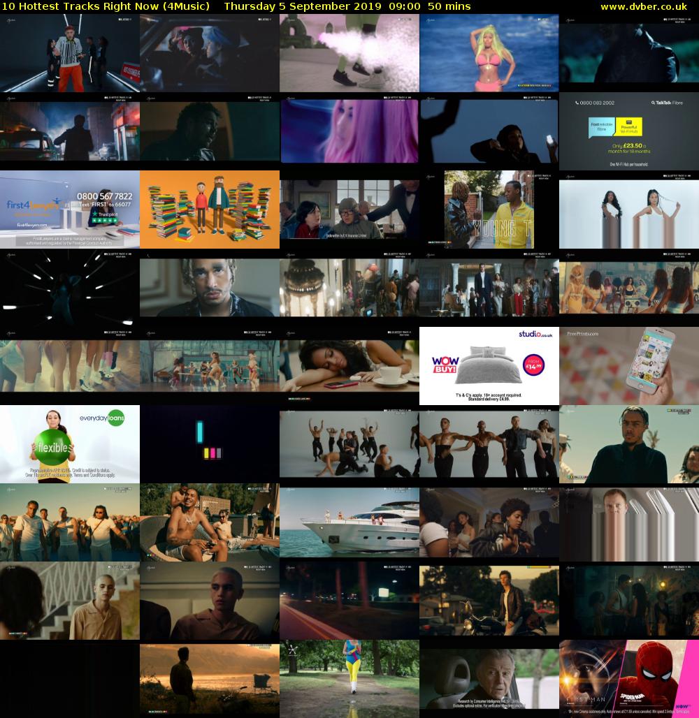 10 Hottest Tracks Right Now (4Music) Thursday 5 September 2019 09:00 - 09:50