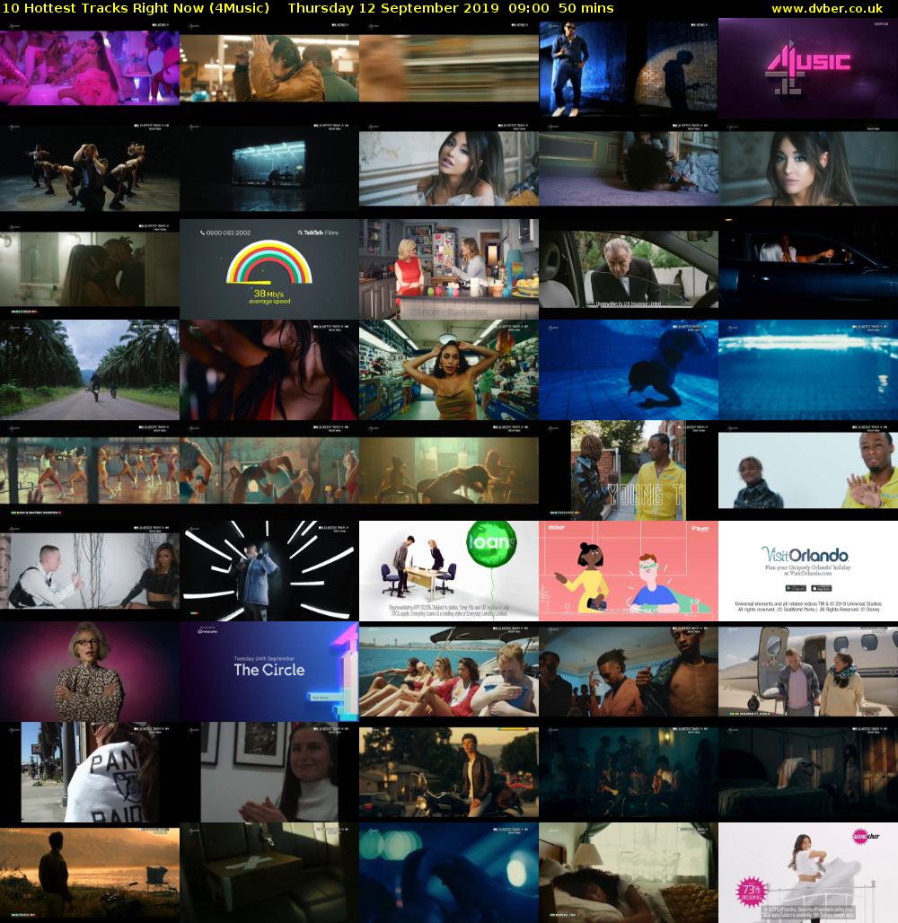 10 Hottest Tracks Right Now (4Music) Thursday 12 September 2019 09:00 - 09:50