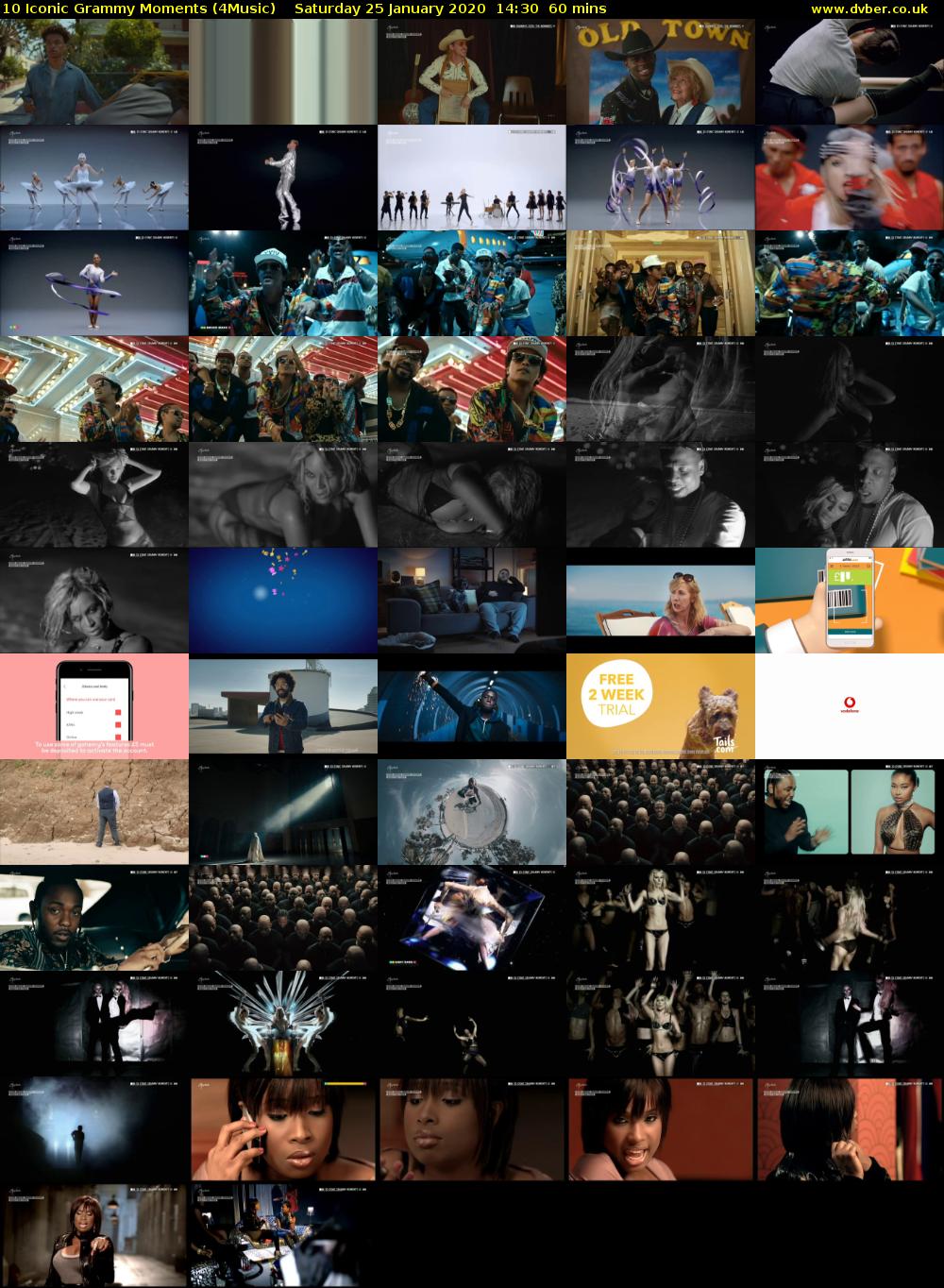 10 Iconic Grammy Moments (4Music) Saturday 25 January 2020 14:30 - 15:30