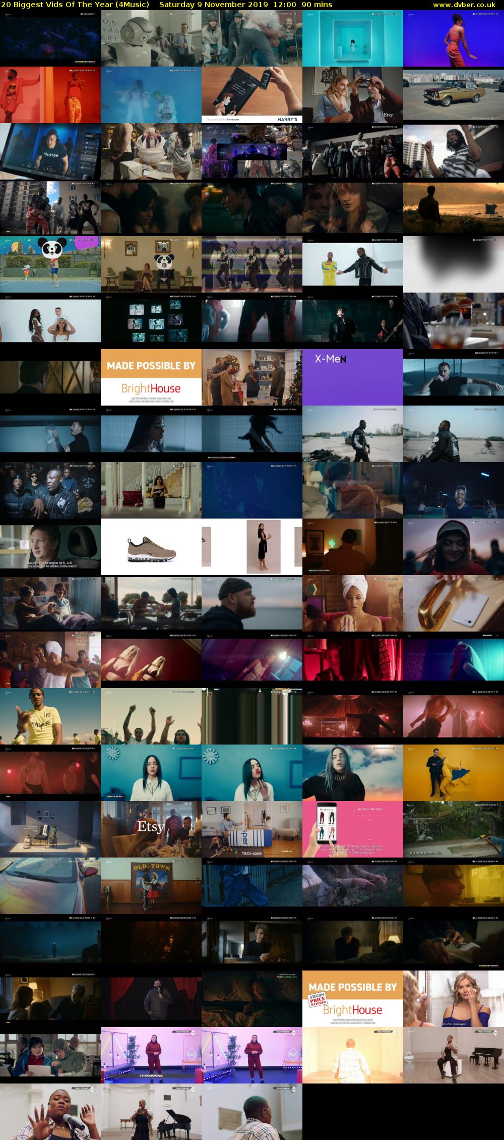 20 Biggest Vids Of The Year (4Music) Saturday 9 November 2019 12:00 - 13:30