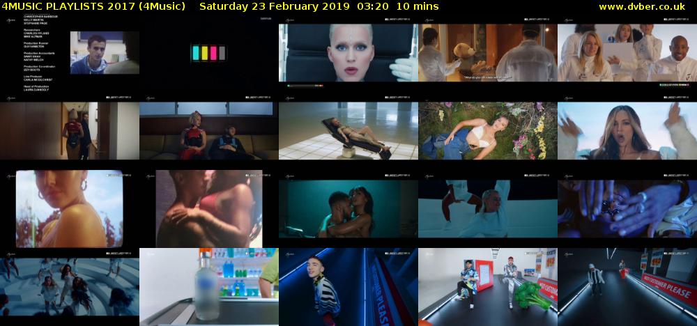 4MUSIC PLAYLISTS 2017 (4Music) Saturday 23 February 2019 03:20 - 03:30