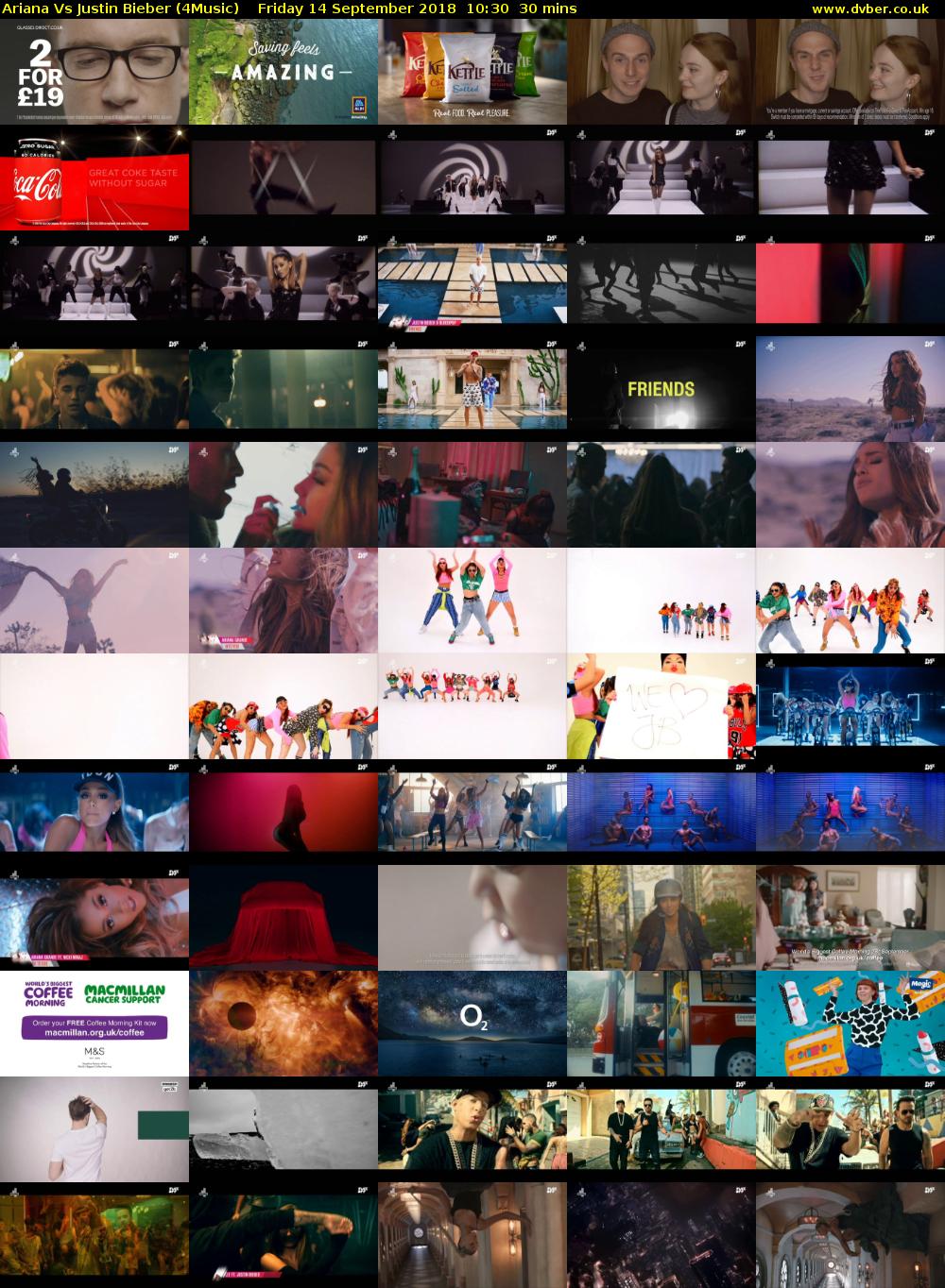 Ariana Vs Justin Bieber (4Music) Friday 14 September 2018 10:30 - 11:00