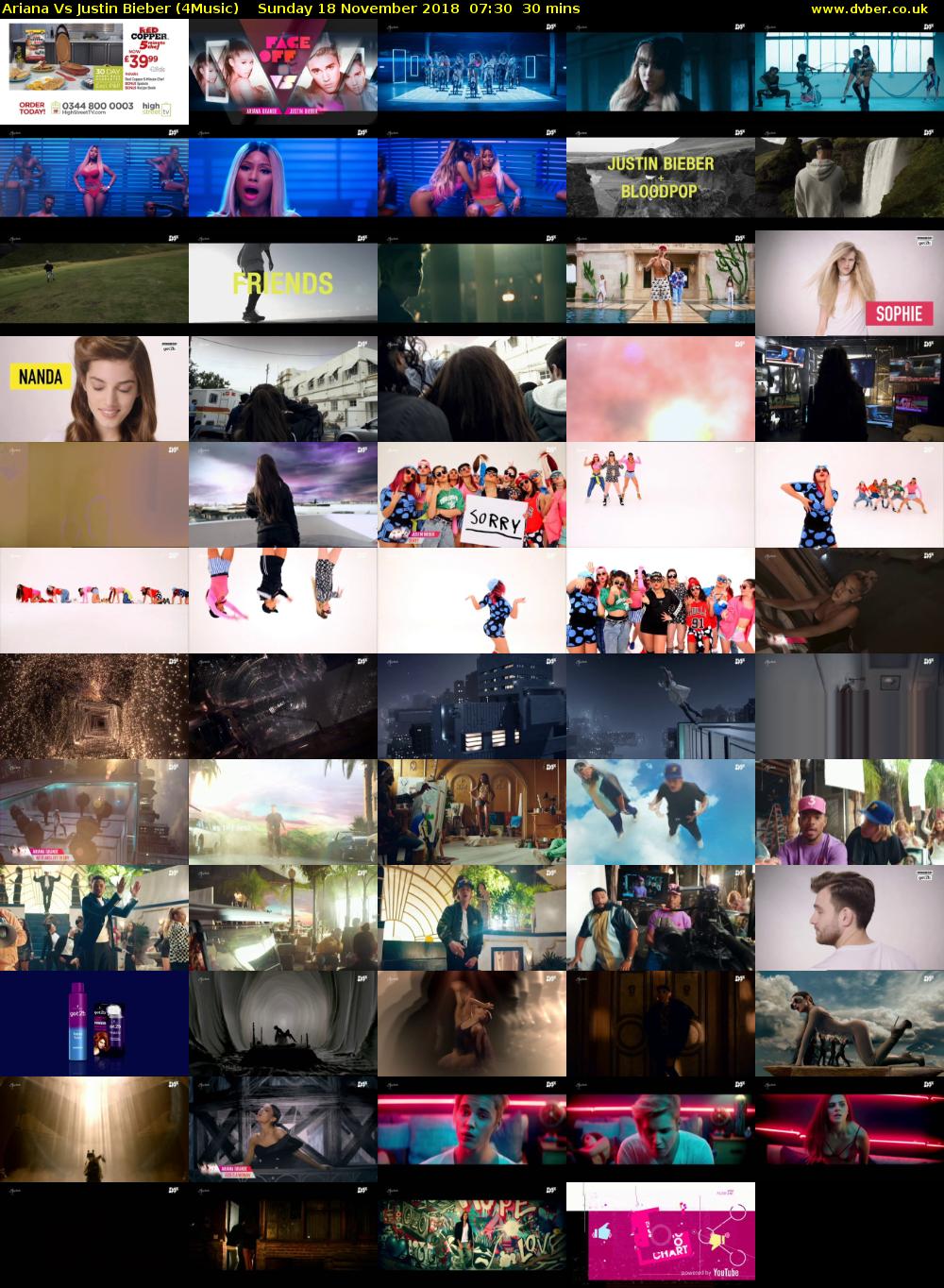 Ariana Vs Justin Bieber (4Music) Sunday 18 November 2018 07:30 - 08:00