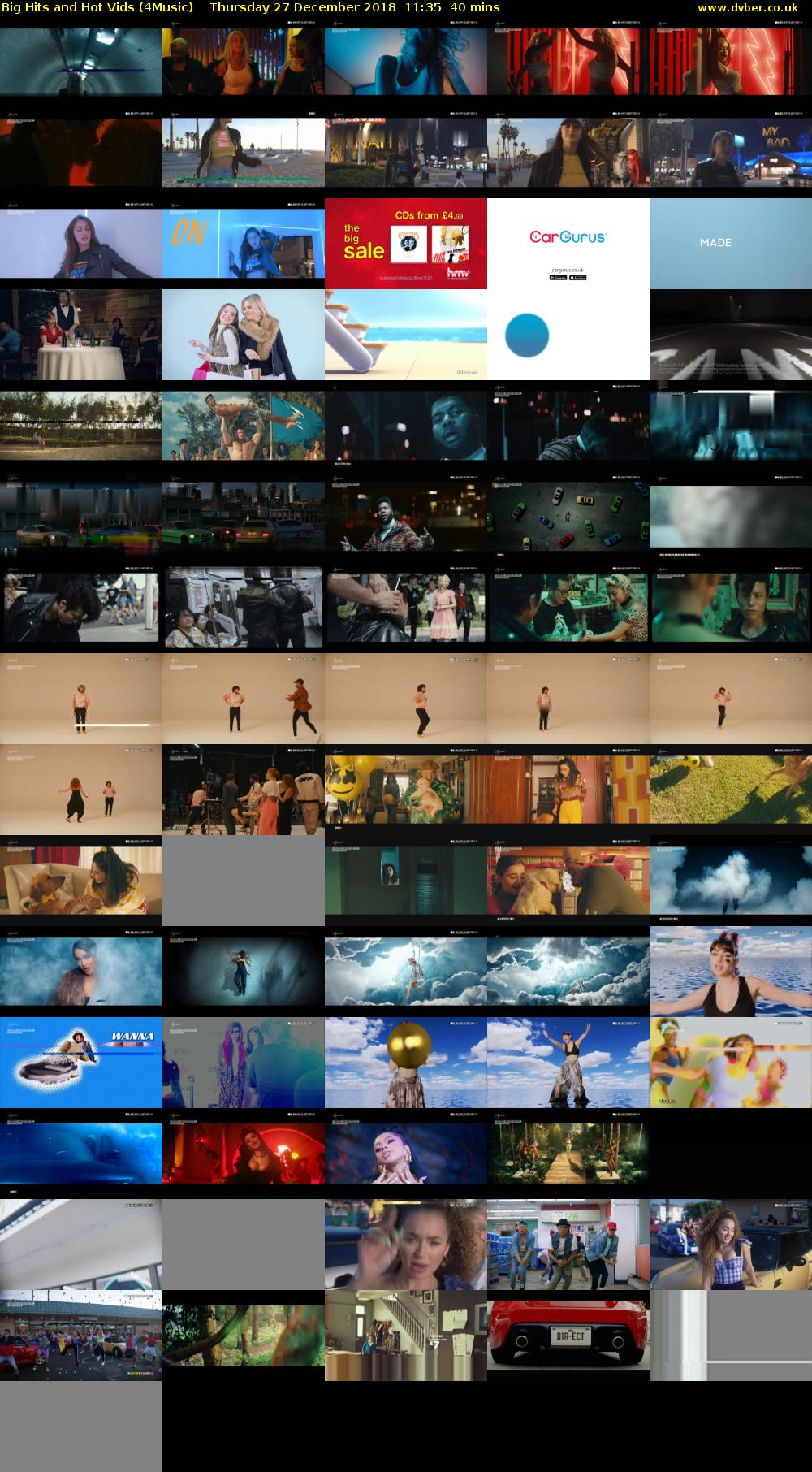 Big Hits and Hot Vids (4Music) Thursday 27 December 2018 11:35 - 12:15