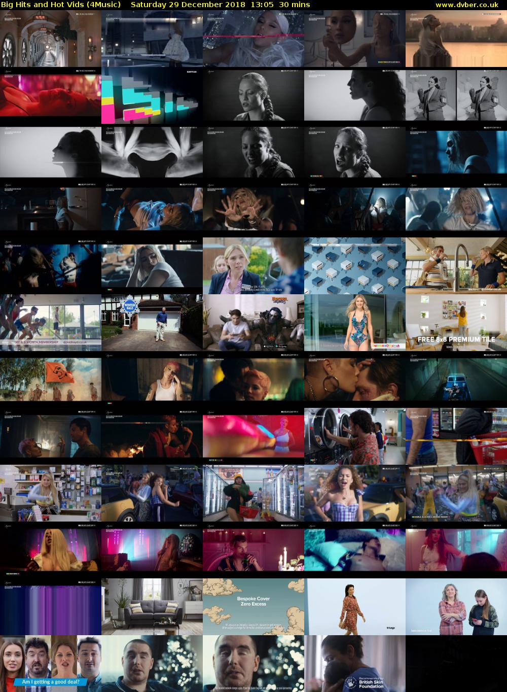 Big Hits and Hot Vids (4Music) Saturday 29 December 2018 13:05 - 13:35