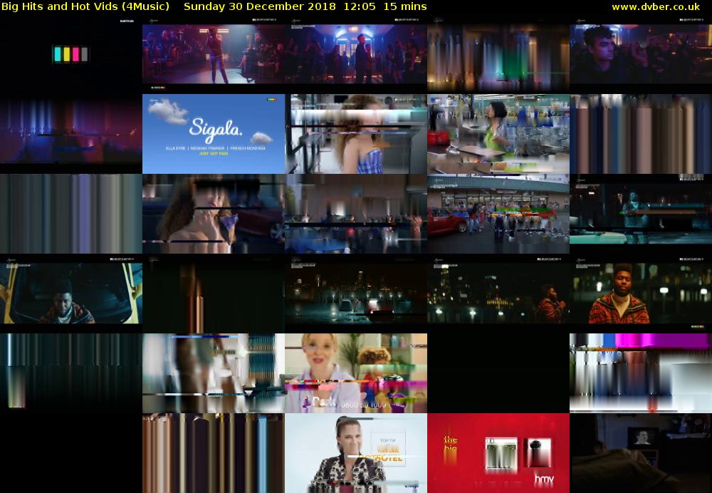 Big Hits and Hot Vids (4Music) Sunday 30 December 2018 12:05 - 12:20