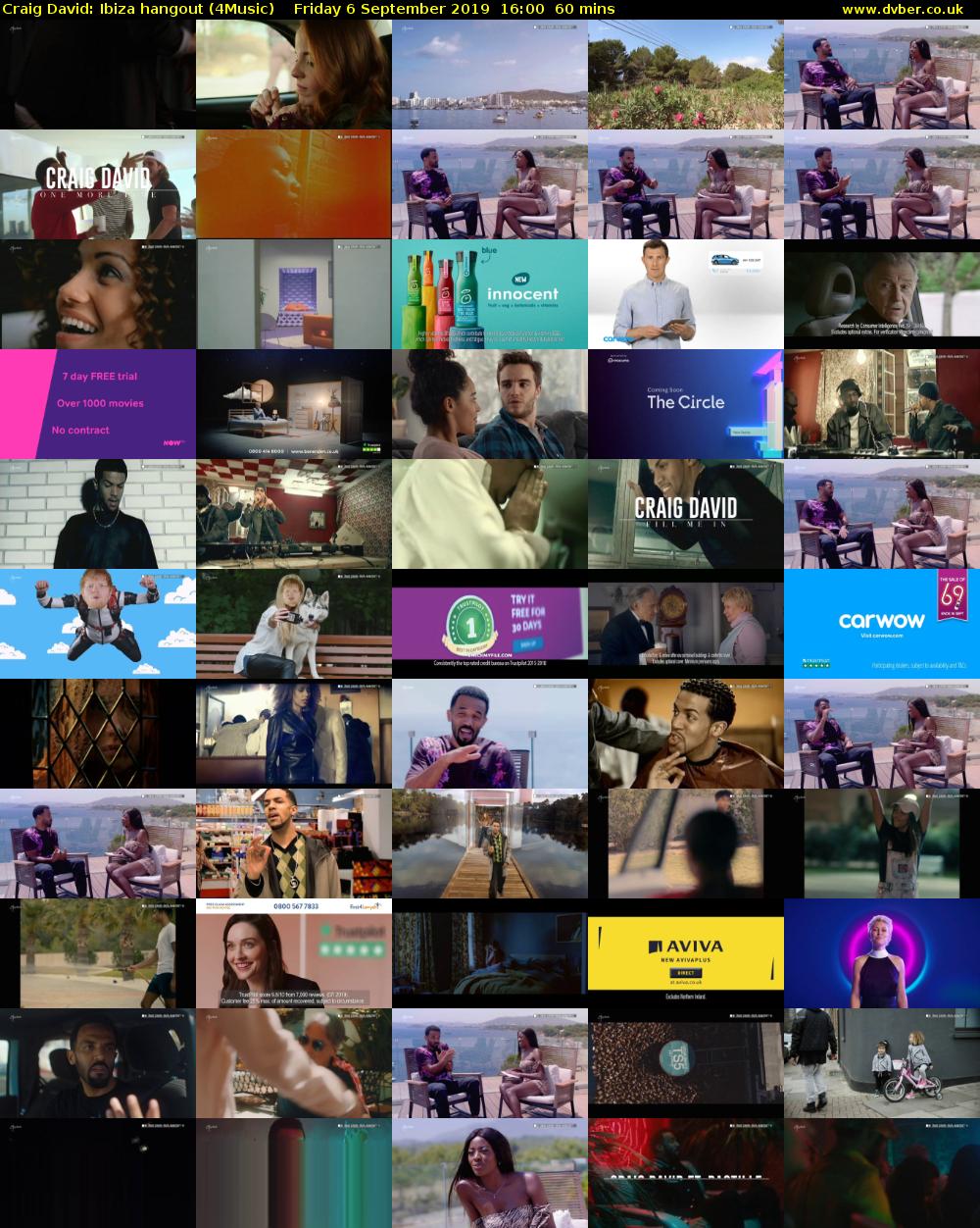 Craig David: Ibiza hangout (4Music) Friday 6 September 2019 16:00 - 17:00