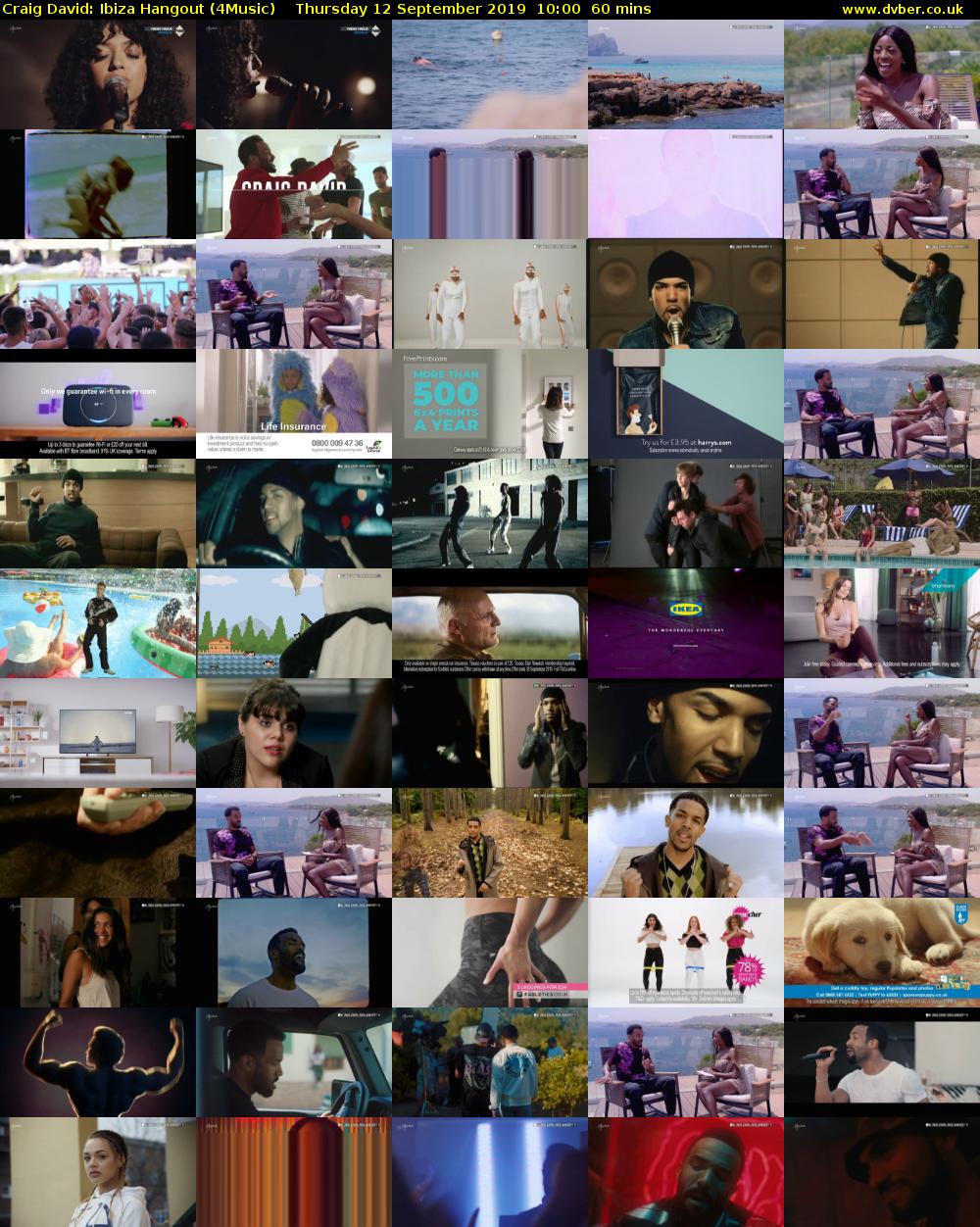 Craig David: Ibiza hangout (4Music) Thursday 12 September 2019 10:00 - 11:00