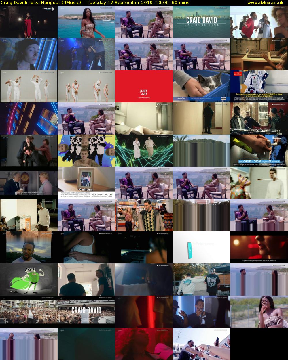 Craig David: Ibiza hangout (4Music) Tuesday 17 September 2019 10:00 - 11:00