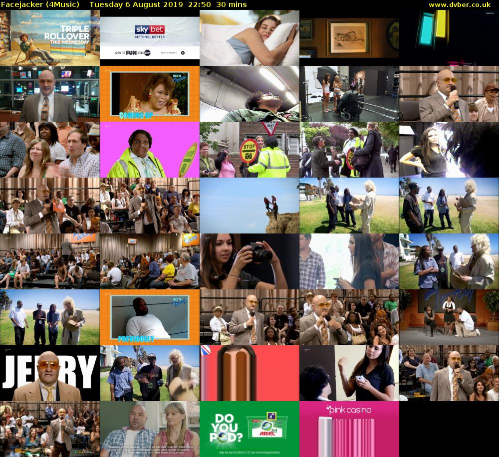 Facejacker (4Music) Tuesday 6 August 2019 22:50 - 23:20