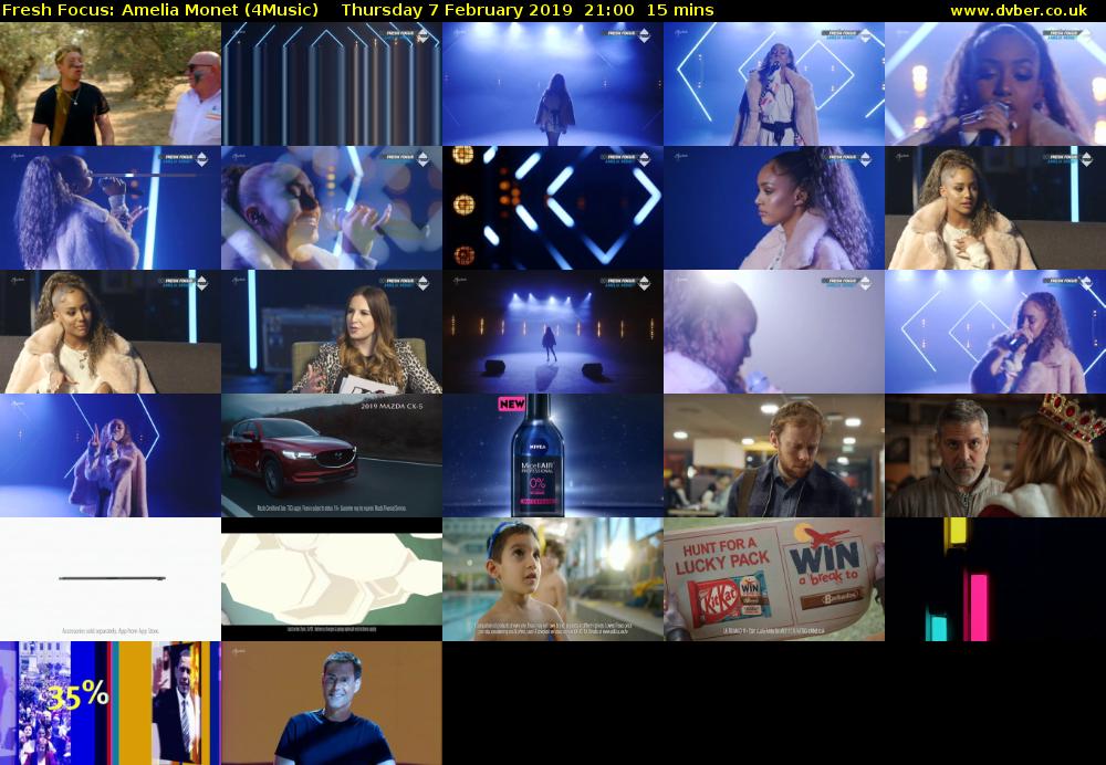 Fresh Focus: Amelia Monet (4Music) Thursday 7 February 2019 21:00 - 21:15